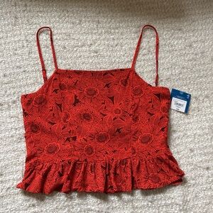 🌻 NWT ARIZONA JEAN CO WOMENS SIZE XS TIE BACK SUNFLOWER CROP TOP